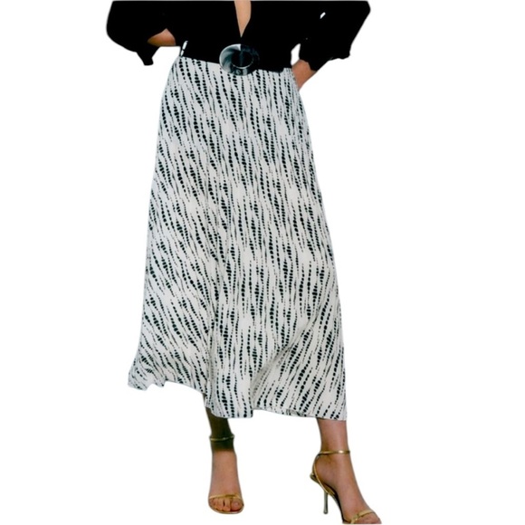 Zara Limited Edition Belted Pleated Printed Midi Skirt Size XS - Picture 1 of 17